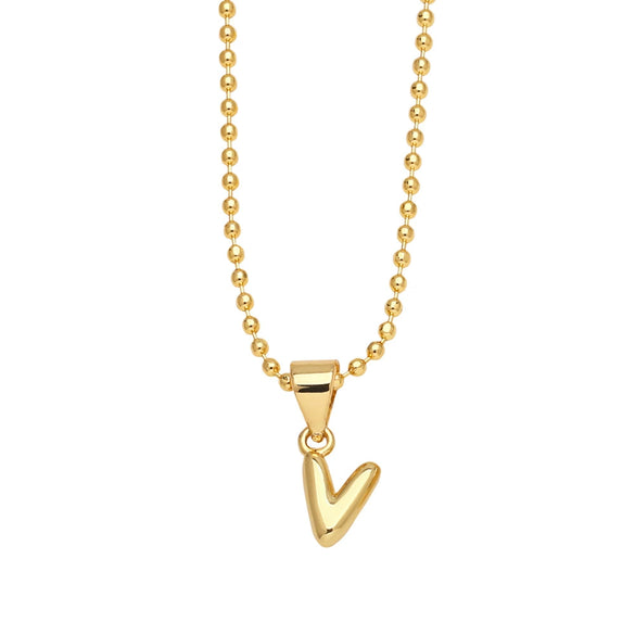 Wholesale Letter Pendant Necklace Copper Electroplated Simple Style Unisex Ball Chain