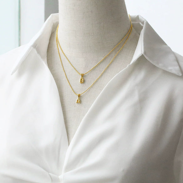 Wholesale Letter Pendant Necklace Copper Electroplated Simple Style Unisex Ball Chain