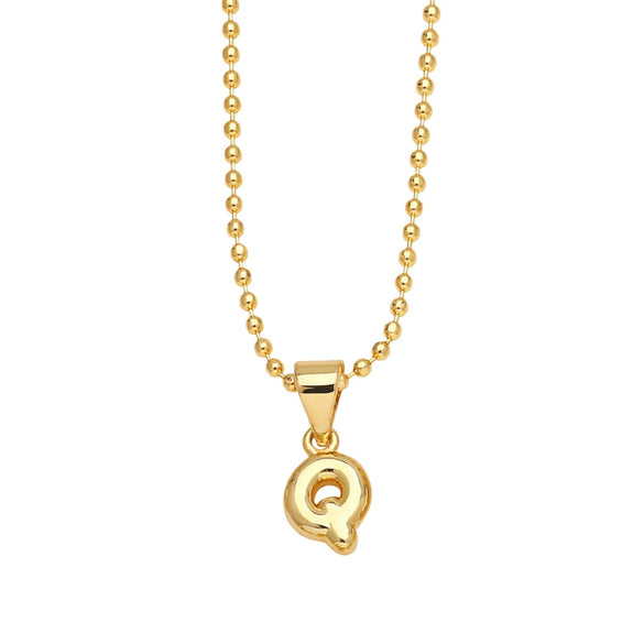 Wholesale Letter Pendant Necklace Copper Electroplated Simple Style Unisex Ball Chain