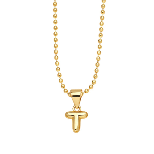 Wholesale Letter Pendant Necklace Copper Electroplated Simple Style Unisex Ball Chain