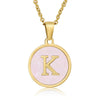 Wholesale Letter Pendant Necklace 316L Stainless Steel Otype Cross Chain Electroplating Pink Shell For Women