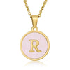 Wholesale Letter Pendant Necklace 316L Stainless Steel Otype Cross Chain Electroplating Pink Shell For Women