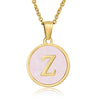Wholesale Letter Pendant Necklace 316L Stainless Steel Otype Cross Chain Electroplating Pink Shell For Women