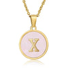 Wholesale Letter Pendant Necklace 316L Stainless Steel Otype Cross Chain Electroplating Pink Shell For Women