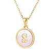 Wholesale Letter Pendant Necklace 316L Stainless Steel Otype Cross Chain Electroplating Pink Shell For Women