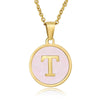 Wholesale Letter Pendant Necklace 316L Stainless Steel Otype Cross Chain Electroplating Pink Shell For Women