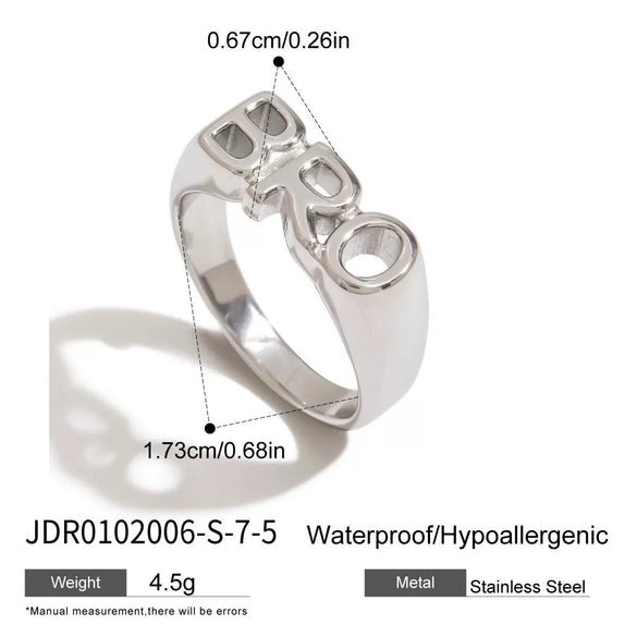 Wholesale Letter Ring Stainless Steel Geometric Style Electroplated Jewelry For Women
