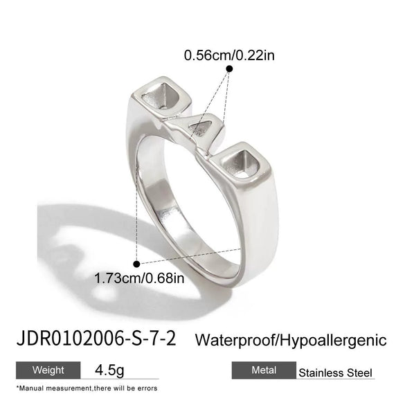 Wholesale Letter Ring Stainless Steel Geometric Style Electroplated Jewelry For Women