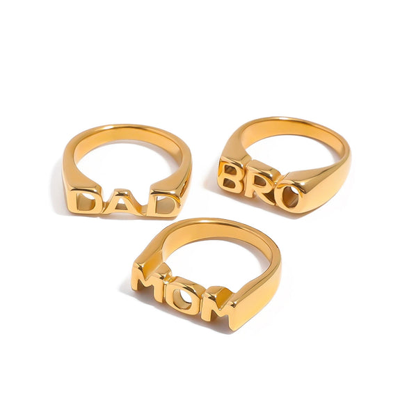 Wholesale Letter Ring Titanium Steel Stainless Steel Geometric Style Electroplated Jewelry For Women