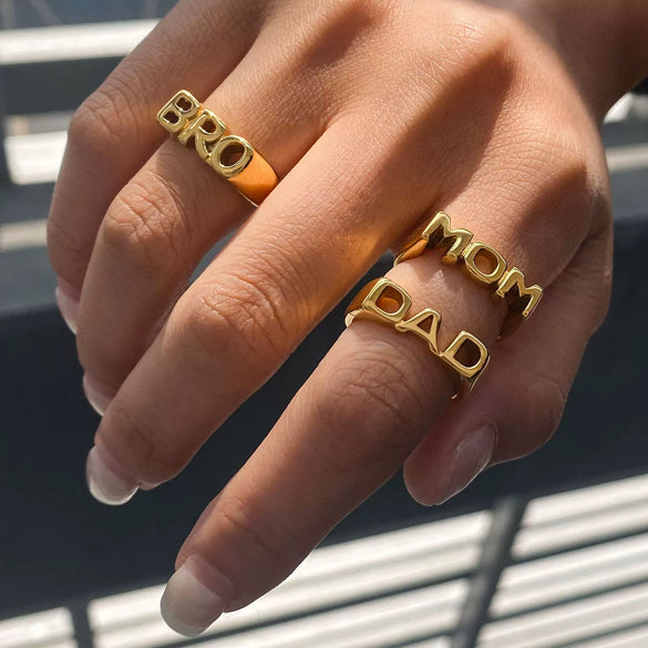 Wholesale Letter Ring Titanium Steel Stainless Steel Geometric Style Electroplated Jewelry For Women