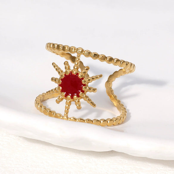 Wholesale Light And Luxurious Women's Stainless Steel Geometric Ring Gold Plated Electroplated