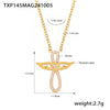Wholesale Light Luxurious Angel Wings Zircon Titanium Steel Gold Plated Double Layer Necklace And Bracelet Set