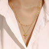 Wholesale Light Luxurious Angel Wings Zircon Titanium Steel Gold Plated Double Layer Necklace And Bracelet Set