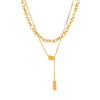 Wholesale Light Luxury Acacia Bean Pendant Double Layer Necklace For Women Stainless Steel Plated 18K Real Gold Geometric Pattern Electroplating Treatment