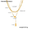 Wholesale Light Luxury Acacia Bean Pendant Double Layer Necklace For Women Stainless Steel Plated 18K Real Gold Geometric Pattern Electroplating Treatment
