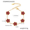 Wholesale Light Luxury Agate Five Leaf Flower Stainless Steel Bracelet With Geometric And Flower Pattern Electroplated