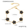 Wholesale Light Luxury Agate Five Leaf Flower Stainless Steel Bracelet With Geometric And Flower Pattern Electroplated