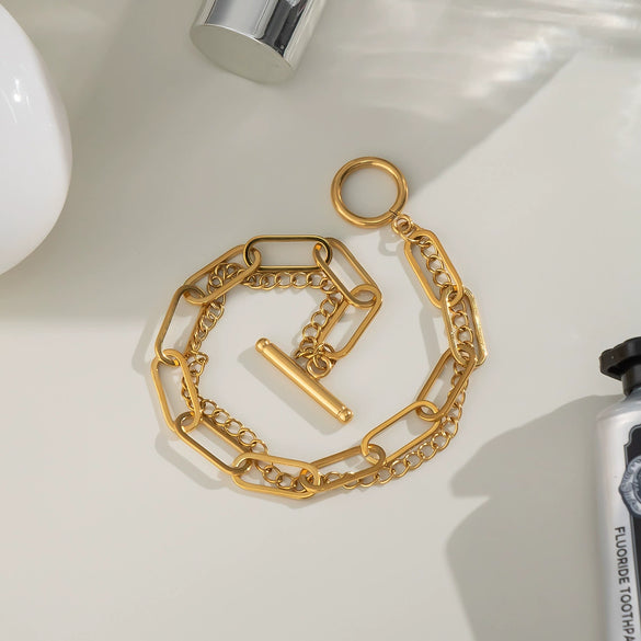 Wholesale Light Luxury All Match Chain Bracelet For Girls Titanium Steel Geometric Pvd Vacuum Real Gold Electroplated