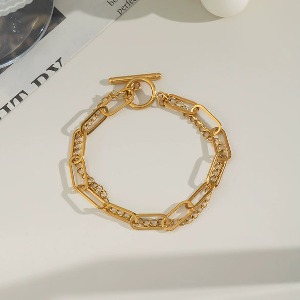 Wholesale Light Luxury All Match Chain Bracelet For Girls Titanium Steel Geometric Pvd Vacuum Real Gold Electroplated