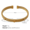 Wholesale Light Luxury Allmatch Fourleaf Clover Stripe Stretch Trend Highgrade Design 316L Stainless Steel Electroplated Bracelet