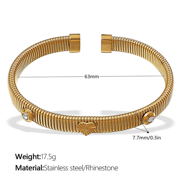 Wholesale Light Luxury Allmatch Fourleaf Clover Stripe Stretch Trend Highgrade Design 316L Stainless Steel Electroplated Bracelet