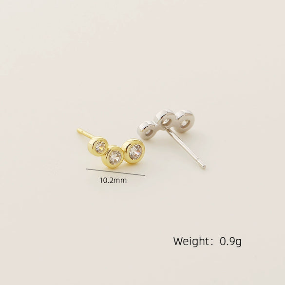 Wholesale Light Luxury Allmatch Women's Earrings S925 Silver Geometric Beads Diamond