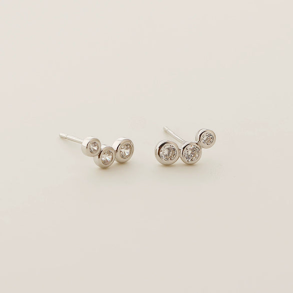 Wholesale Light Luxury Allmatch Women's Earrings S925 Silver Geometric Beads Diamond