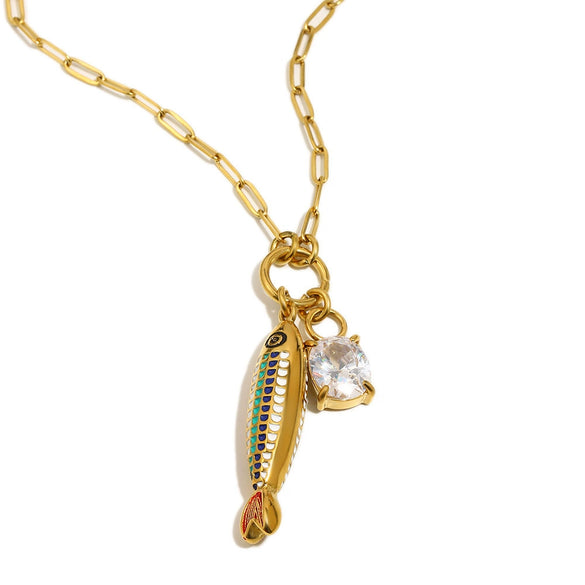 Wholesale Light Luxury Animal Zodiac Stainless Steel Electroplated Zircon Pendant Necklace For Women