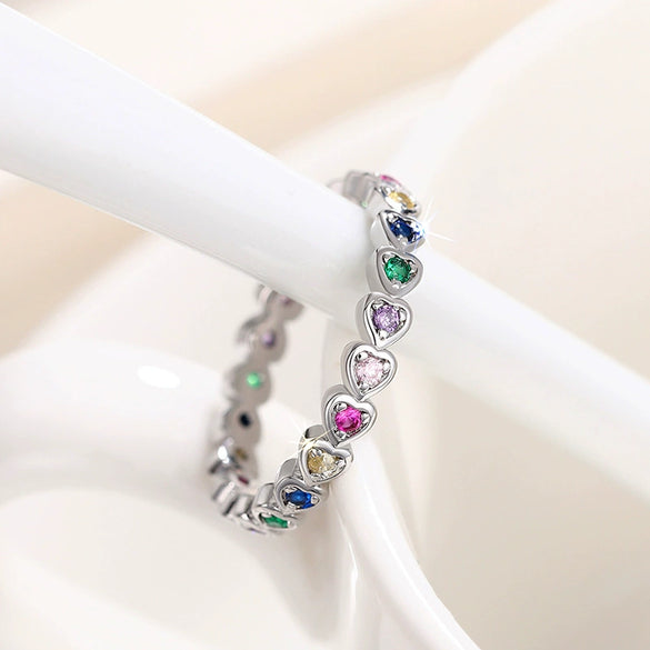 Wholesale Light Luxury Casual Style Copper Heartshaped Ring With Zirconia For Women