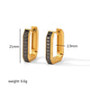 Wholesale Light Luxury Colored Zirconium Titanium Steel Geometric Rectangular Earrings With Electroplating