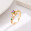 Wholesale Light Luxury Colorful Zircon Flower Cartoon Open Ring For Women Copper Diamond