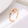 Wholesale Light Luxury Colorful Zircon Flower Cartoon Open Ring For Women Copper Diamond