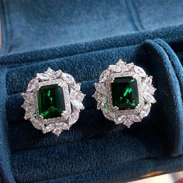 Wholesale Light Luxury Copper Flower Geometric Earrings For Women
