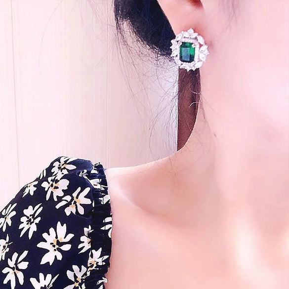 Wholesale Light Luxury Copper Flower Geometric Earrings For Women