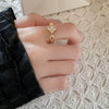 Wholesale Light Luxury Copper Flower Open Ring For Women With Electroplating