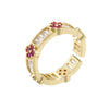 Wholesale Light Luxury Copper Fourleaf Clover Ring With Zirconia Insert For Women
