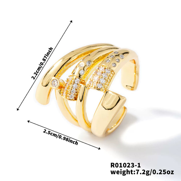 Wholesale Light Luxury Copper Goldplated Heart Shape Zircon Ring For Women