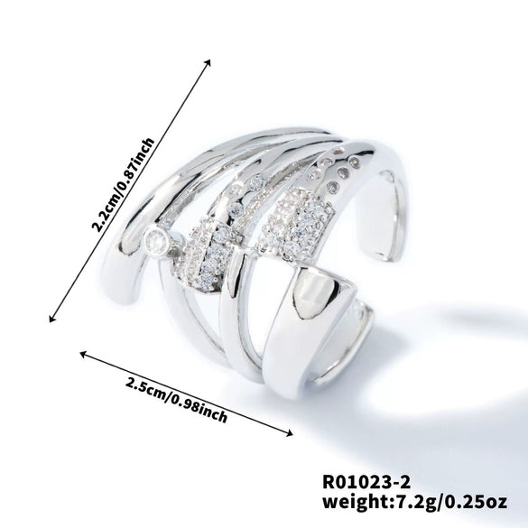 Wholesale Light Luxury Copper Goldplated Heart Shape Zircon Ring For Women