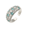 Wholesale Light Luxury Copper Inlaid Colored Diamond Geometric U Shaped Round Opening Adjustable Women's Ring