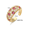 Wholesale Light Luxury Copper Inlaid Colored Diamond Geometric U Shaped Round Opening Adjustable Women's Ring