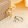 Wholesale Light Luxury Copper Inlaid Zircon Snake Zodiac Open Ring Women's Minimalist Fashion Jewelry With Electroplating
