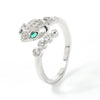 Wholesale Light Luxury Copper Inlaid Zircon Snake Zodiac Open Ring Women's Minimalist Fashion Jewelry With Electroplating