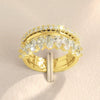 Wholesale Light Luxury Copper Zircon Geometric Design Women's Ring Threepiece Set