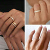 Wholesale Light Luxury Copper Zircon Geometric Design Women's Ring Threepiece Set
