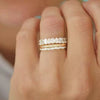 Wholesale Light Luxury Copper Zircon Geometric Design Women's Ring Threepiece Set