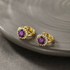 Wholesale Light Luxury Copperzinc Alloy Flower Micropaved Zircon Electroplated Earrings For Women