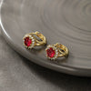 Wholesale Light Luxury Copperzinc Alloy Flower Micropaved Zircon Electroplated Earrings For Women
