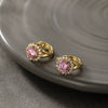 Wholesale Light Luxury Copperzinc Alloy Flower Micropaved Zircon Electroplated Earrings For Women
