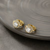 Wholesale Light Luxury Copperzinc Alloy Flower Micropaved Zircon Electroplated Earrings For Women