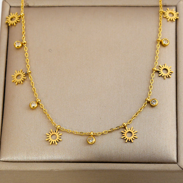 Wholesale Light Luxury Diamond Multilayered Necklace For Women With Flower Pattern And Fairy Style